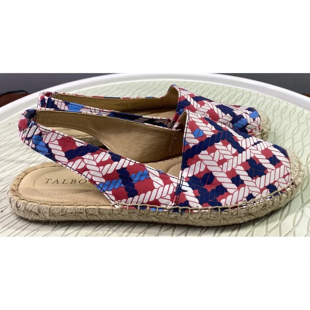 Talbots Women's Izzy Slingback Espadrille‎ Flats Sandals Red/White&Blue Sz. 5.5